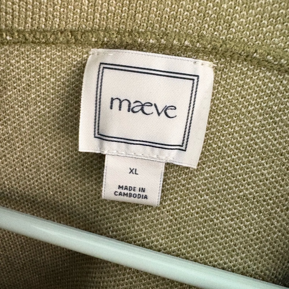 Anthropologie Maeve Carys Mock Neck Green and Cream Striped Sweater - Picture 5 of 6